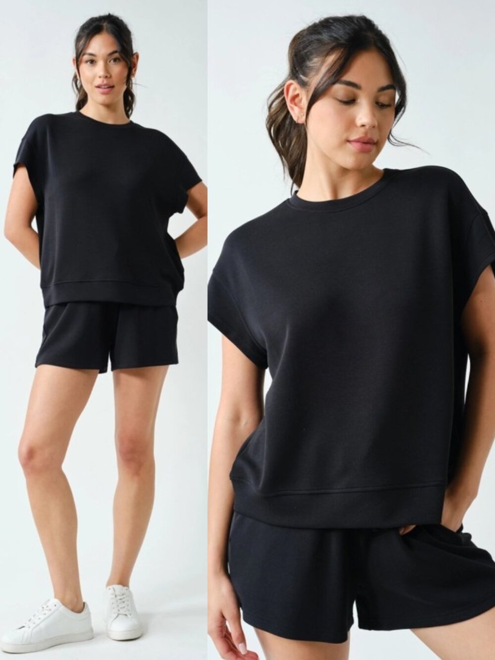 Knightley Cloudscape Short Set | Women's Black Athleisure Style | Spring Summer
